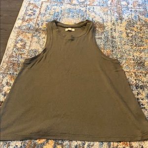 Green ribbed material Madewell tank